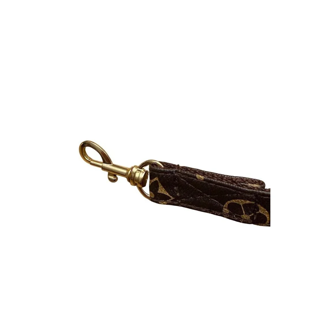 Designer-Style Brown Dog Leash with Gold Hardware